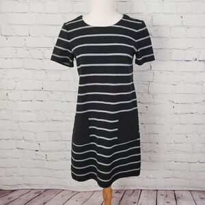 GAP Black Gray Striped Thick Stretchy Dress S Pockets